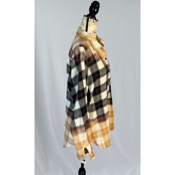 Daytrip Women’s L Button-Down Collared Cotton Flannel Check Shirt Jacket - Picture 3 of 8